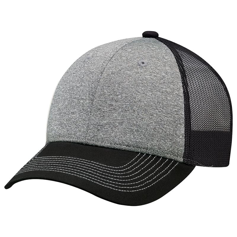 Cotton Drill / Polyester Heather / Polyester Mesh~6 Panel Constructed Full-Fit (Mesh Back)