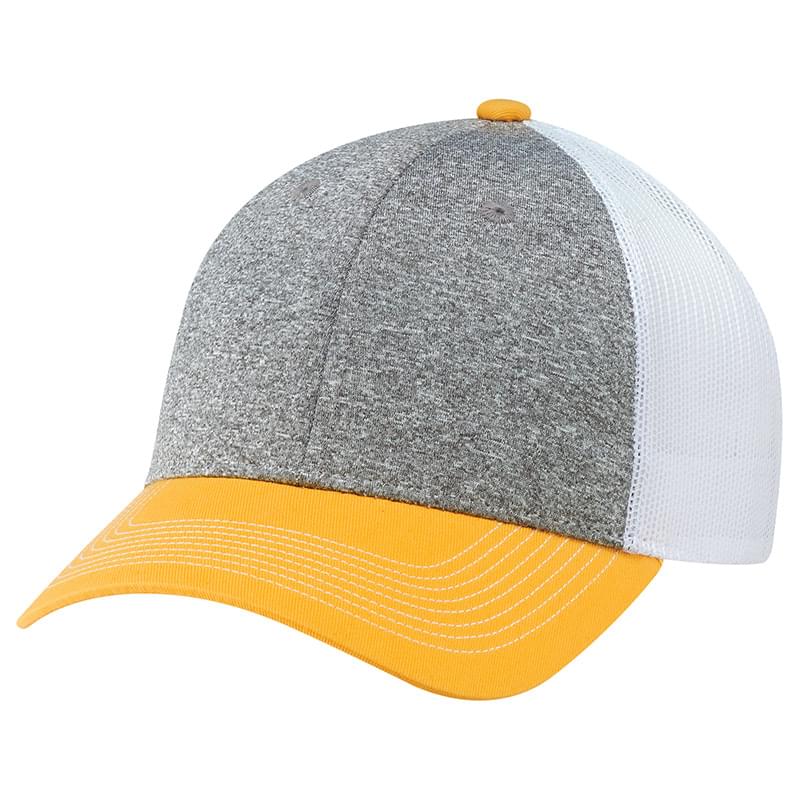 Cotton Drill / Polyester Heather / Polyester Mesh~6 Panel Constructed Full-Fit (Mesh Back)