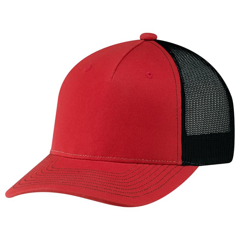 Deluxe Chino Twill / Polyester Mesh~5 Panel Constructed Pro-Round-Five (Mesh Back)