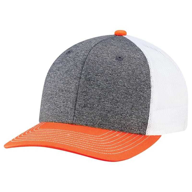Cotton Drill / Polyester Heather / Polyester Mesh~6 Panel Constructed Pro-Round (Mesh Back)